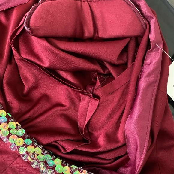 Vintage 70s 80s Disco Party Red Dress Sequin One shoulder - Picture 11 of 11